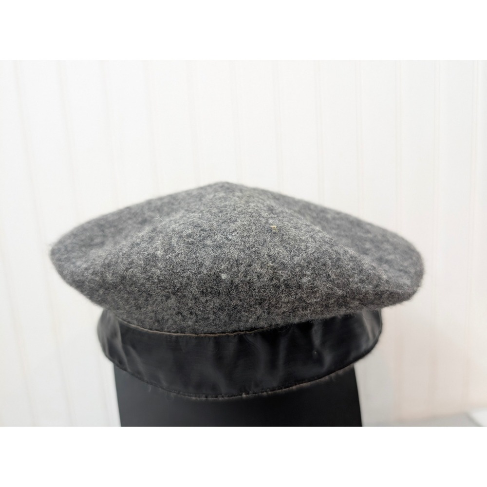 Borsalino? Mens Beret Hat Grey Wool Felt Cabbie Newsboy Leather Band Classic 7in